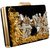 TARUSA Black Suede Floral Hand Embroidery Clutch Box For Women