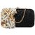 TARUSA Black Brocade Floral Hand Embroidery Clutch Box For Women