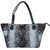 TARUSA Icy Grey Faux Leather Animal Print Textures Tote Bag For Women