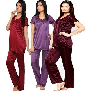 Purple,Mahroona and Choco night dress,Night Suits,night wear,Night Top
