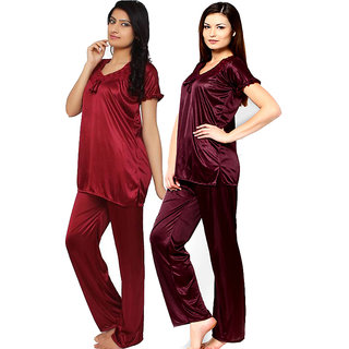 RamE Mahroon and Coffee Colour Night Dress ,Suit(Medium)