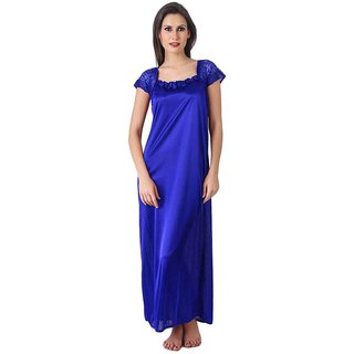 Rosa Blue Satin Nighty .Baby Doll Gown,Night wear