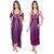 Free Size Purple Colour Satin 2 PC Nigty Gown over Coat Medium Size