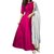 Dwarkesh fashion pink tafeta silk semistiched anarkali gown with dupatta(pink tamli)