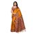 Fabwomen Mustard Khadi Floral Saree With Blouse