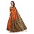 Fabwomen Orange Tussar Silk Floral Saree With Blouse