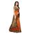 Fabwomen Orange Tussar Silk Floral Saree With Blouse