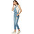 Miss Chase Women'S Light Blue Regular Denim Dungaree