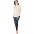 YALINA PLUS Women's White  Strip shoulder Top