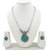 Anagh Jewels German Silver Necklace Set with Sea Green Stone Pendant for Women SGM1102