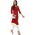 Janasya Women's Red Solid Crepe A-Line Kurti