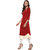 Janasya Women's Red Solid Crepe A-Line Kurti