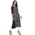 Janasya Women's Navy Blue Printed Crepe A-Line Kurti