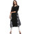 Janasya Women's Black Printed Crepe A-Line Kurti