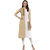 Janasya Women's Beige Printed Crepe Straight Kurti