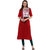 Janasya Women's Red Printed Crepe Straight Kurti