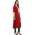 Janasya Women's Red Printed Crepe Straight Kurti