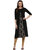 Janasya Women's Black Foil Printed Crepe Straight Kurti