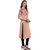 Janasya Women's Peach Printed Crepe Straight Kurti