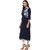 Janasya Women's Navy Blue Solid Crepe A-Line Kurti