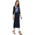 Janasya Women's Navy Blue Solid Crepe A-Line Kurti