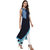 Janasya Women's Navy Blue Solid Crepe High Low Hemline Kurti