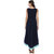 Janasya Women's Navy Blue Solid Crepe High Low Hemline Kurti