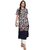 Janasya Women's Navy Blue Printed Crepe A-Line Kurti