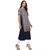 Janasya Women's Navy Blue Printed Crepe A-Line Kurti
