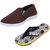 Indistar Mens Multicolored Canvas Sneakers And Haiwaii House Slippers Pack