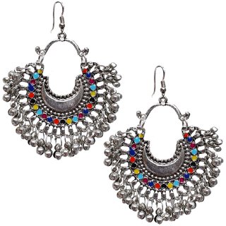 Lucky Jewellery Trendy Multicolor Oxidised Plating Afghani Earring For Girls  Women