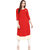 Janasya Women's Red Solid Crepe A-Line Kurti