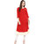 Janasya Women's Red Solid Crepe A-Line Kurti
