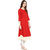 Janasya Women's Red Solid Crepe A-Line Kurti