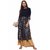 Janasya Women's Navy Blue Embellished Crepe Straight Kurti