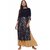 Janasya Women's Navy Blue Embellished Crepe Straight Kurti