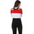 Texco Red Block Print One Shoulder Crop Tops For Women
