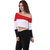Texco Red Block Print One Shoulder Crop Tops For Women
