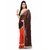 Ligalz Brown And Red Georgette and chiffon Embroidered Saree