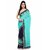 Ligalz turquoise and blue Georgette Embroidered Saree