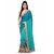 Ligalz turquoise Georgette and Chiffon Embroidered Saree