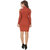 Texco Rust bodycon roll neck embelish cold shoulder sleeve winter dress