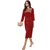 Janasya Women's Red Foil Printed Crepe A-Line Kurti