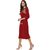 Janasya Women's Red Foil Printed Crepe A-Line Kurti