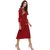 Janasya Women's Red Foil Printed Crepe A-Line Kurti