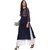 Janasya Women's Navy Blue Embellished Crepe Straight Kurti