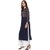 Janasya Women's Navy Blue Embellished Crepe Straight Kurti