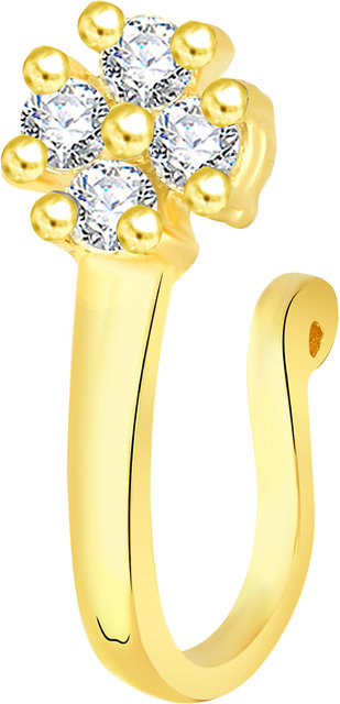 Buy VK Jewels Gold Plated Alloy CZ American Diamond Pressing Nose Ring ...