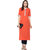 Janasya Women's Orange Embellished Crepe Straight Kurti