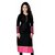 Omstar Fashion Black Cotton Semi Stitched Kurti